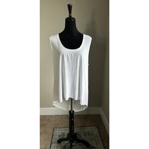 EILEEN FISHER Women's Cut White Draped Scoop Neck Sleeveless Top Size L